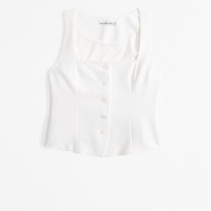 A&F Mara square neck tailored vest - ivory
